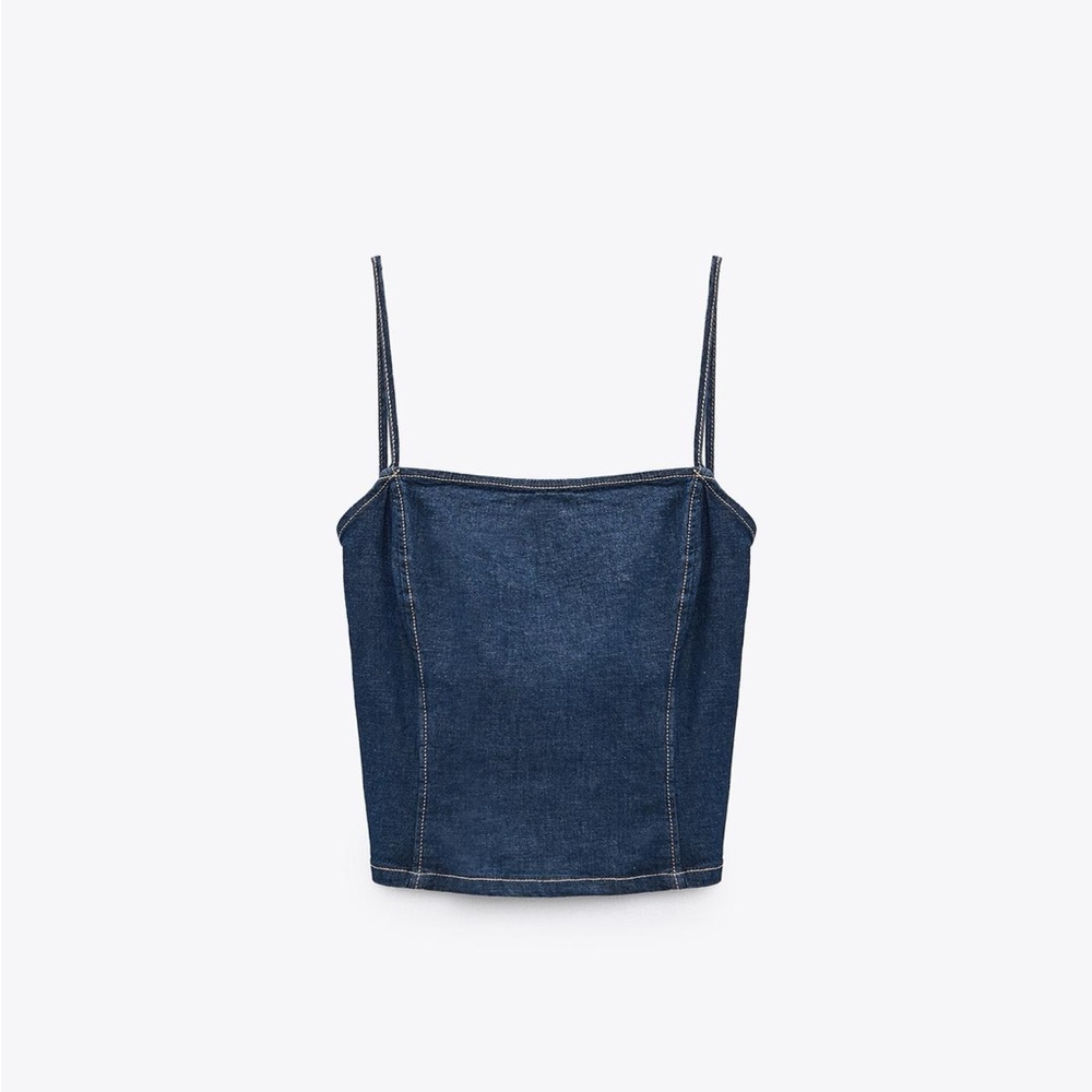 Open Back Denim Camisole Top